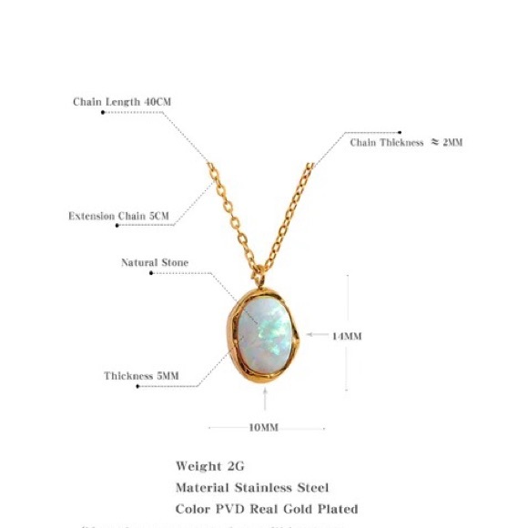 Vermeil Opal Necklace - Gold plated on stainless steel - Picture 10 of 12